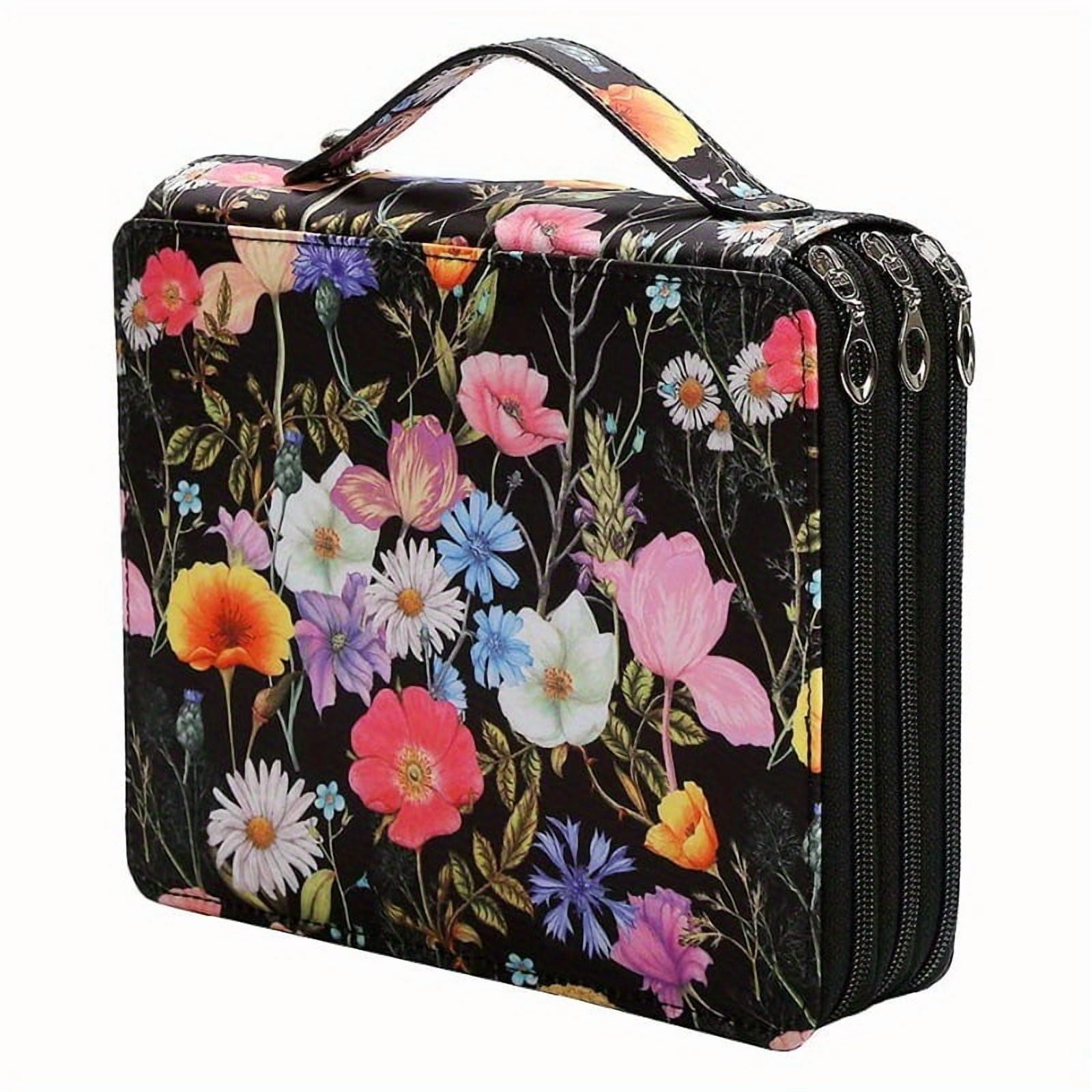 124 Slots Large Capacity Colored Pencil Case Holder, 3-Layer Oxford Fabric Art Organizer with Smooth Zipper, Portable Stationery Bag for Artist Watercolor Pens & Markers, Slate Grey