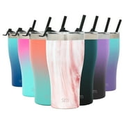 Simple Modern 22oz Slim Cruiser Tumbler with Straw & Closing Lid Travel Mug - Gift Double Wall Vacuum Insulated - 18/8 Stainless Steel Water Bottle Pattern: Primrose Marble