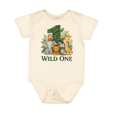 Inktastic Wild One 1st Birthday Safari Animals Boys or Girls Baby Bodysuit