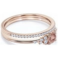 thumbnail image 2 of Salt And Pepper Minimalist 1.25 Carat Round Cut Morganite And Diamond Moissanite Engagement Ring, Dainty Wedding Ring in 10k Solid Rose Gold, Promise Ring, Anniversary Ring, Bridal Set, Matching Band, 2 of 3