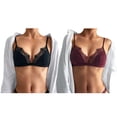 thumbnail image 3 of Sujetador Ajustable, Transpirable, Con Hebilla De Una Sola Fila, Amigable Con La Piel, Elegante, 2 Uds., Bralette De Encaje Para La Vida Diaria Para Actividades Al Aire Libre ANGGREK Negro y Borgoña S, 3 of 6