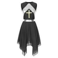 thumbnail image 4 of Aislor Women Cross Liturgical Praise Church Worship Overlays Tunic Lyrical Dance Costume Black XXL, 4 of 7