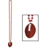Club Pack of 12 Red Beads with Football Medallion Party Necklaces 33"
