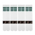 thumbnail image 2 of 4 Pairs Casual Knee High White Tube Socks Long Athletic Green Stripe Sport 10-15, 2 of 4