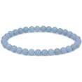 thumbnail image 1 of Bracelet Extensible Unisexe en Perles Rondes 6 mm en Pierre Précieuse d'Angélite Mate Naturelle 7 Pouces, 1 of 4
