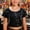 Black, variant on Sparkly Glitter Performance Top For Girls And Boys Cheerleading Short Sleeve Tee Stage Show Outfit T-Shirts Kids Short Sleeve Crewneck Solid Basic Tees Casual Tops