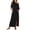 Black, variant on Maxi Dress for Women with Slit Pockets One Shoulder Elastic Waist Short Sleeve Travel Casual Long Dress (L, Black)
