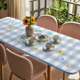 thumbnail image 3 of Easter Rabbits Table Cloths for 8 Foot Rectangle Tables, Spring Eggs Tulips Daisy Wreath Bunny Blue Plaid Patio Waterproof Elastic Fitted Tablecloths, Washable Rectangular Table Cover for Camping, 3 of 8