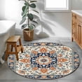 thumbnail image 3 of Round Rugs 4Ft, Orange Blue Boho Southwestern Round Area Rug Washable Indoor Throw Carpet, Ethnic Rustic Classical Soft Non Slip Circle Rug for Kitchen Nursery Room Home Decor Aesthetic, 3 of 8