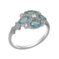 thumbnail image 1 of LBG British Made 14k White Gold ring with Natural Diamond & Blue Topaz Womens Statement Ring - 33 size options - Size 11, 1 of 6