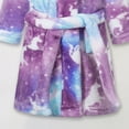 thumbnail image 5 of Wenfanal Girls Boys Solid Color Belted Plush Robe Baby Pajamas Toddler Pajamas Soft,Childrens Flannel Robe Print Home Fleece Bathrobe For Boys Girls With Pockets Girls Fashion Size 3-4 Years,Purple, 5 of 6
