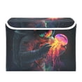 thumbnail image 7 of Yayeee Collapsible Cube Storage Bin with Lid Fabric Closet Decorative Basket with Handles, Black Astronaut, 7 of 7