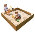 thumbnail image 1 of Arenero de Madera 2 en 1 Slsy con Excavadora, Cuadrado Grande, 2 Asientos, Cubierta Oxford Impermeable, Ideal para Jardín, Patio o Playa, Para Niños de 2 a 10 Años, 1 of 9