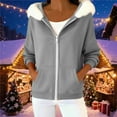 thumbnail image 2 of Visit the JURANMO Store Zip Up Sweatshirt Jackets for Women Faux Fur Trim Long Sleeve Hoodie Sweatshirts Lightweight Loose Fit Hooded Jacket with Pocket Gray XXL, 2 of 10