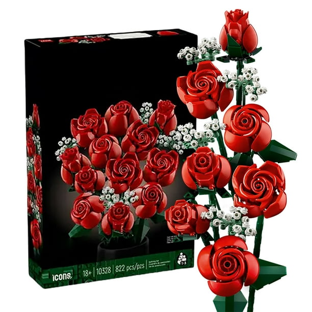 Bloques de construcción ladrillos rosas amor eterno juego de ladrillos DIY juguetes 10280 ramo de flores Kit de bloques de construcción para juguetes modelo de novia