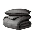 thumbnail image 1 of Bare Home Housse de Couette et Ensemble de Taies de Luxe - Premium 1800 Collection - Ultra Doux - Lit Simple/simple TG, à Carreaux - Gris/blanc, 2 Pcs, 1 of 7