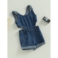 thumbnail image 3 of Coduop Baby Girl Suspender Jumpsuit Casual Sleeveless Denim Rompers Shorts Summer Clothes for Newborn Toddler Streetwear, 3 of 7
