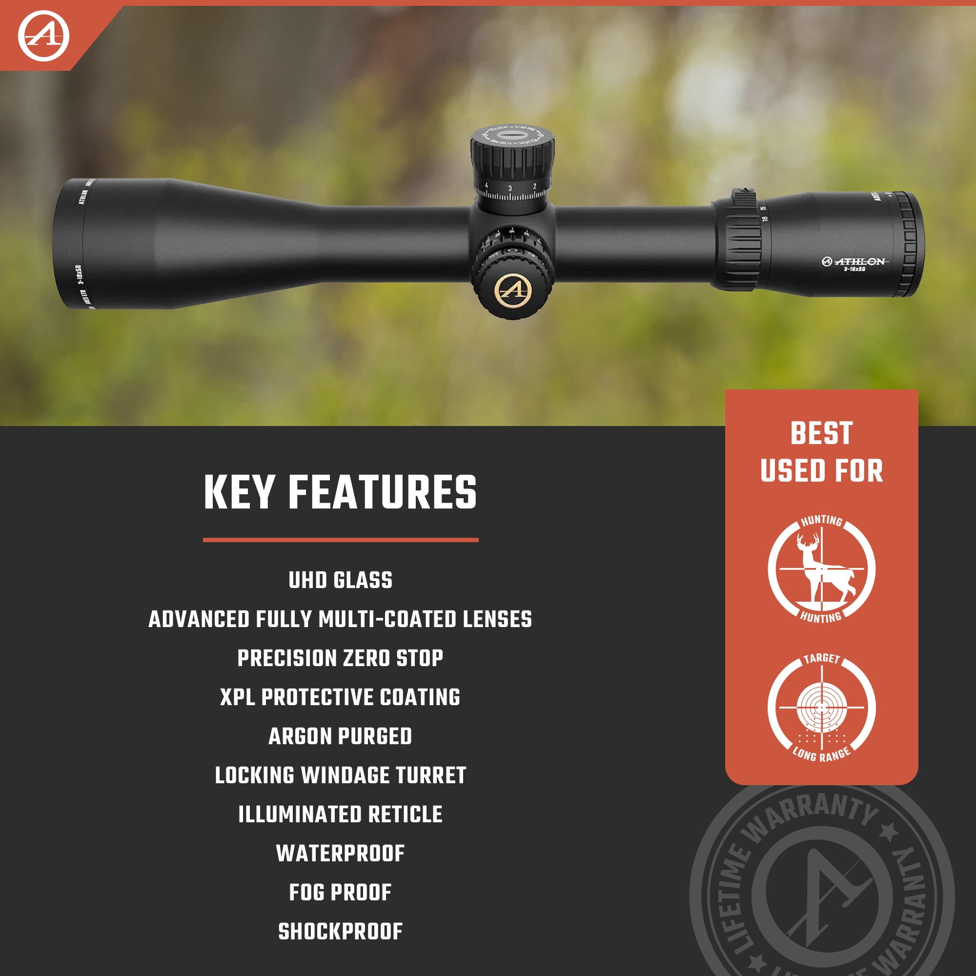 Athlon Optics Ares ETR Riflescope 3-18x 50mm Illuminated APRS6 MIL Reticle Matte Black