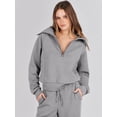 thumbnail image 4 of Women 2 Piece Outfits Sweatsuit Set 2023 Fall Oversized Half Zip Sweatshirt Wide Leg Sweatpant Lounge Set Tracksuit, 4 of 5