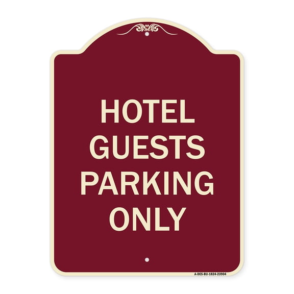 SignMission Designer Series Sign - Hotel Guest Parking Only | Burgundy 18" x 24" Heavy-Gauge Aluminum Architectural Sign | Protect Your Business & Municipality | Made in the USA