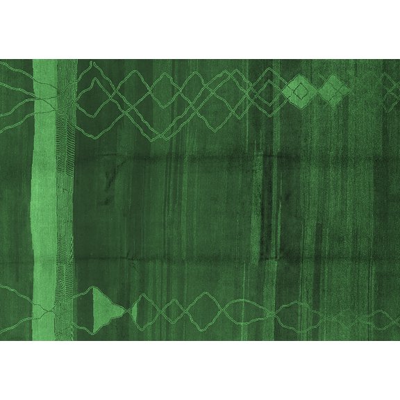 Ahgly Company Indoor Rectangle Oriental Emerald Green Industrial Area Rugs, 5' x 7'