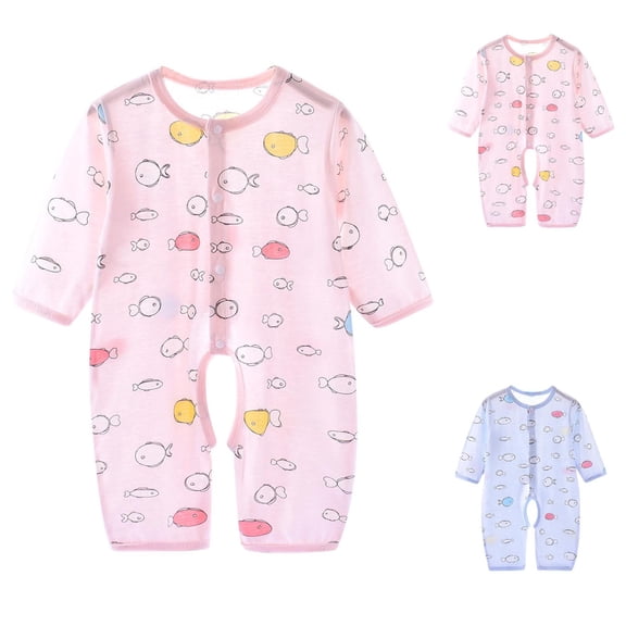 SROBPTY Newborn Boys Girls Rompers Print Long Sleeve Jumpsuit for 0-12M