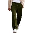 thumbnail image 2 of Mens Lightweight Baggy Sweatpants Straight Leg Open Bottom Thin Drawstring Lounge Pants with Pockets Green M, 2 of 7