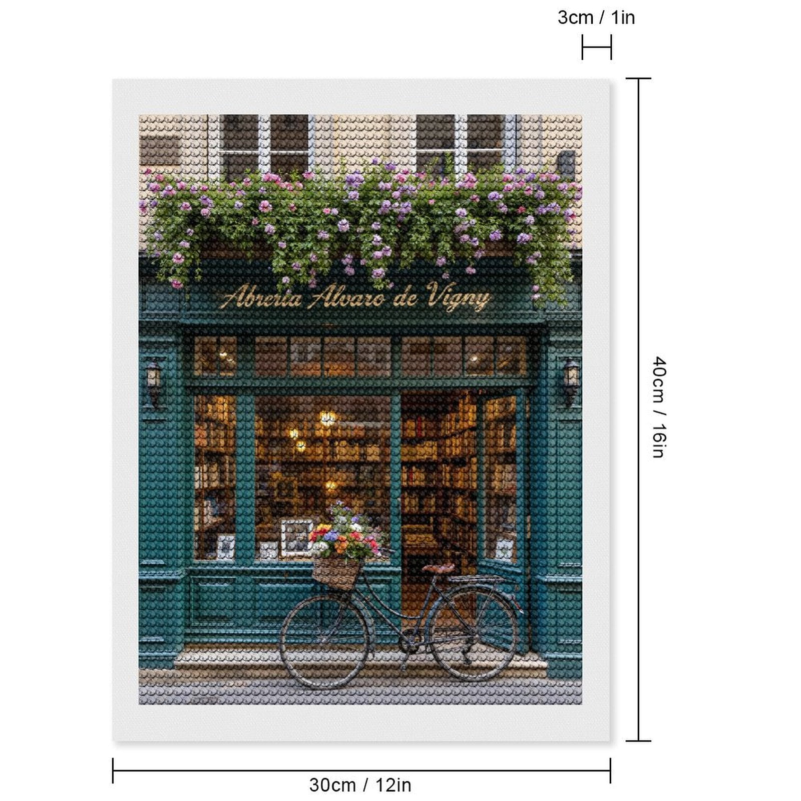 Diamond Art Kits for Adults - Vintage Bookstore Bicycle Flowers 5d Diamond Painting for Adults, Diamond Art for Adults Beginners, Frameless Diamond Painting Kits for Adults for Home Wall Decor