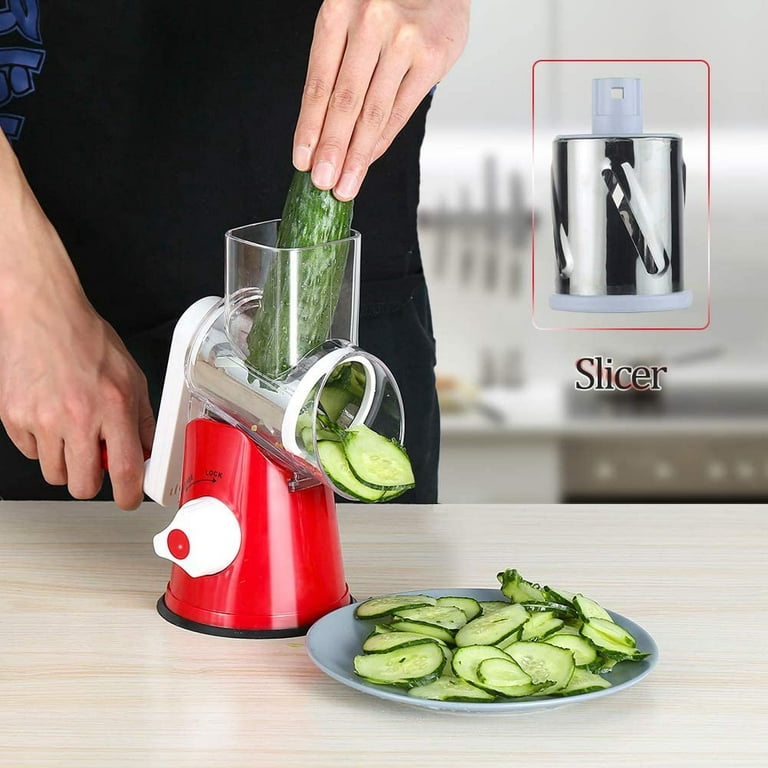 Valuetools Manual Rotary Cheese Grater - Round Mandoline Slicer with Strong Suct