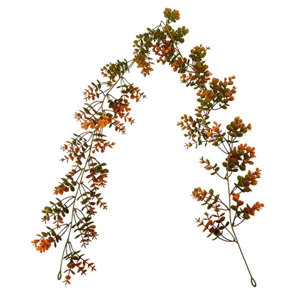 Fall Eucalyptus Leaf Garland,5.9 Ft Autumn Faux Eucalyptus Leaves Fall Garland,Thanksgiving Harvest Festival Decorations for Home Mantle Porch Outdoor Indoor Wedding Table Wall Arch Decor