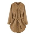 thumbnail image 6 of Uhndy Jackets for Women, Women Ladies Solid Lapel Cardigan Long Sleeve Coat Single-Breasted Belt Shirt Outerwear Winter Coats Christmas Gifts for Women, 6 of 6
