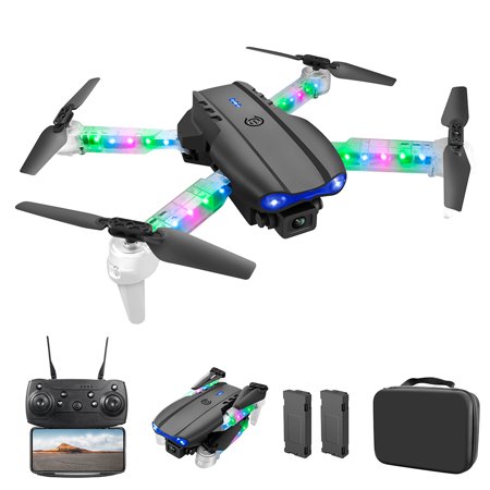 Drone with 4K HD Dual Camera & LED Light for Adults Kids, RC Quadcopter with 2 Modular 1800mAh Batteries for 30 Mins Long Flight