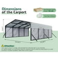 thumbnail image 2 of Jocisland 20x20 ft Heavy Duty Metal Carport, All-Weather Car Carport with Waterproof Removable Sidewall, Canopy for Full-Sized Pickups and Bass Boats, 2 of 9