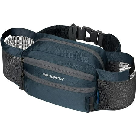 WATERFLY Fanny Pack Waist Bag: Large Hiking Fannie Pack with Two Water Bottle Holders Lightweight Phanny Pouch Hip Lumbar Belt Jogging Cycling Walking Camping Woman Man