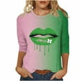 thumbnail image 2 of Meichang Hauts à Manches 3/4 pour Femmes T-Shirts de la Saint-Patrick T-Shirts Graphiques Amusants Col Rond Cadeaux de la Saint-Patrick, 2 of 5