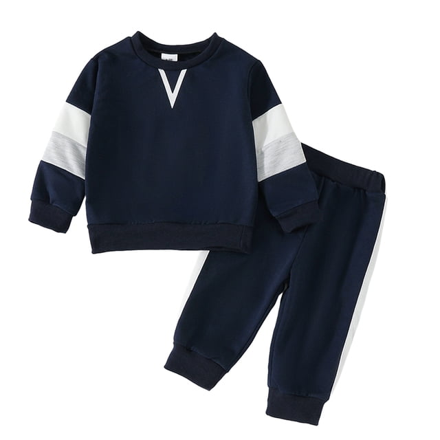 Qudderr Infant Baby Boys Girls Spring Fall Long Sleeve Pullover Sweatshirt Tops+ Jogger Pants Tracksuit Set 2PCS Outfit