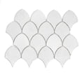 thumbnail image 6 of The Tile Life Seashell 12" x  12" Gray Glossy Glass Fish Scale Mosaic Wall Tile, 1 Sheet, 6 of 11