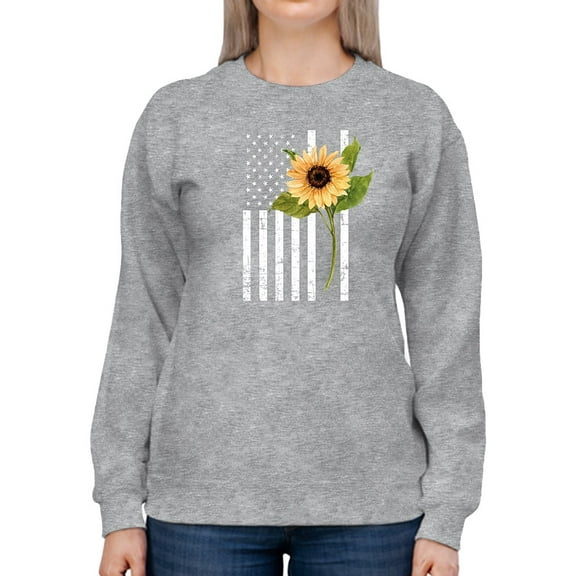 Usa Flag And Sunflower Sweatshirt Women -GoatDeals Designs, Female 3X-Large