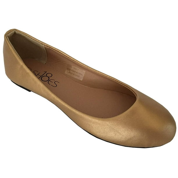 Shoes 18 Womens Ballerina Ballet Flat Shoes Solids Leopards 11 Gold Pu 8600 Walmart Com