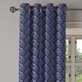 thumbnail image 3 of Ambesonne Geometric Grommet Curtain, Vintage Ocean Waves, 50" x 63", Dark Blue Cream, 3 of 6