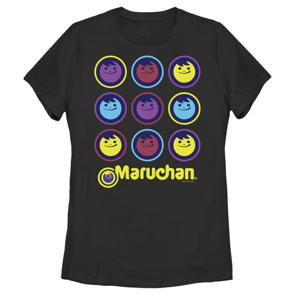 Women's Maruchan Neon Mascot Stack Graphic Tee Black Medium