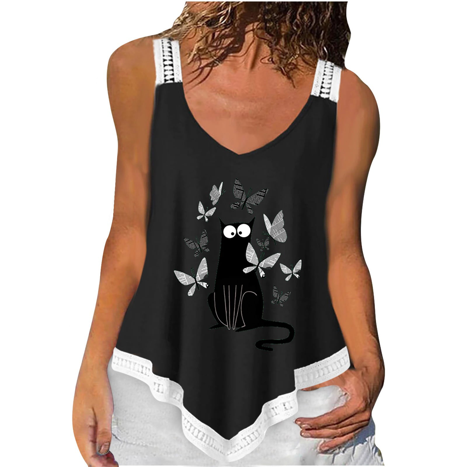 Womens Tunic Tank Tops,SMALLE◕‿◕ Womens Summer Sleeveless Feather Tank Tops Casual Graphic Tee Yoga Loose Fit Tank Tops 