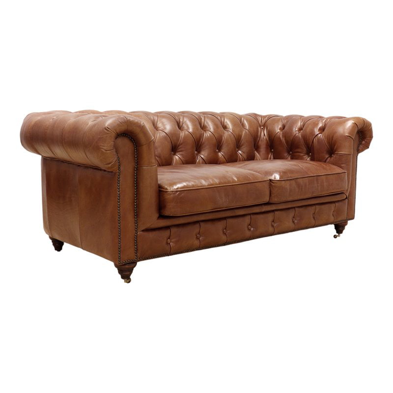 Seat Genuine Leather Tufted Loveseat, How To Make Tufted Leather Sofa Bed