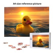 Rateoe Cartoon Swimming Yellow Duck Pattern Wooden Picture Puzzle ,1000 Piece Jigsaw Puzzle ,Family Fun Puzzle, Home Décor Puzzle, Gift Puzzle(Horizontal style)