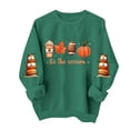 thumbnail image 5 of Aboser Halloween Pumpkin Sweatshirt Women Graphic Long Sleeve Shirts Cozy Crewneck Pullover Sweatshirts Spooky Party Outfits, 5 of 6