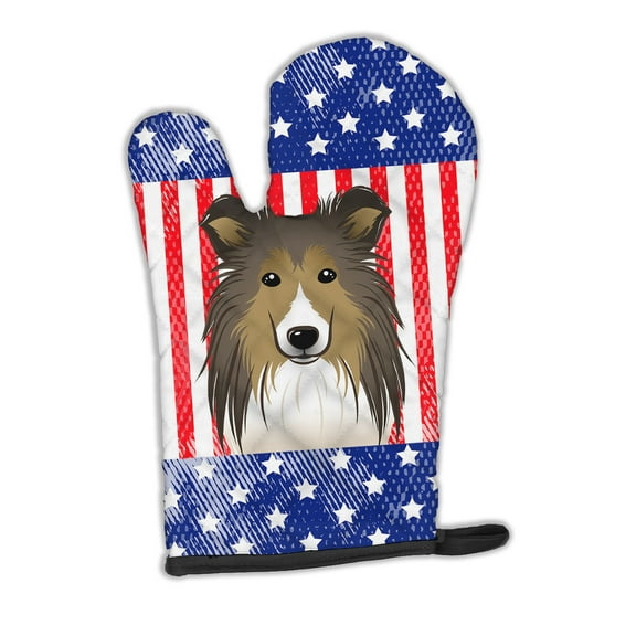 Carolines Treasures BB2172OVMT American Flag and Sheltie Oven Mitt Large multicolor