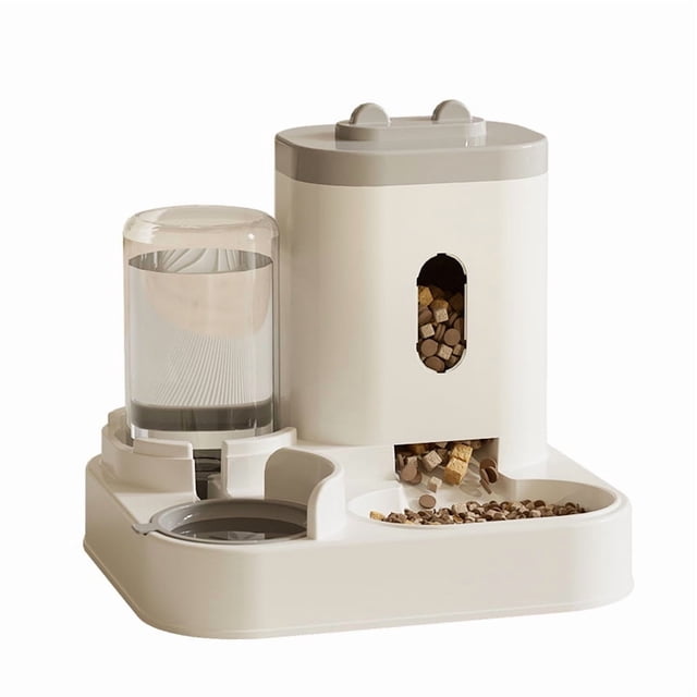 Mangeoire et Arroseur Intelligent Gris avec Capacité Alimentaire de 2300ML & Réservoir d'Eau de 1000ML - Système de Purification Automatique de l'Eau, Conception Anti-Obstruction pour Aliments Secs/gelés, Acier Inoxydable Détachable