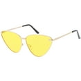 thumbnail image 2 of Oversize Cat Eye Sunglasses Thin Metal Frame Color Tinted Flat Lens 64mm (Gold / Yellow), 2 of 4