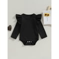 thumbnail image 2 of Faithtur Baby Girl Fall Romper Ruffle Long Sleeve Crew Neck Solid Color Bodysuit Newborn Playsuit, 2 of 9