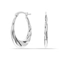 thumbnail image 5 of LeCalla Italian Diamond-cut Hypoallergenic 925 Sterling Silver Oval Shrimp Hoop Earrings, 25MM, 5 of 8